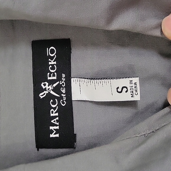 Marc Ecko Poplin  Cut&Sew Gray Long Sleeve Button Up Shirt Pockets S Y2K‎ 90's - Picture 3 of 6